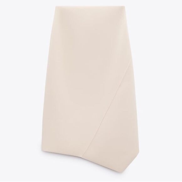 Zara Asymmetric Midi Skirt Ecru New Medium - Picture 4 of 8